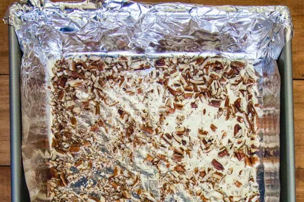 Homemade English Toffee - Add the bottom layer of nuts