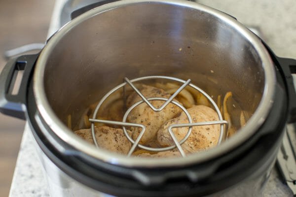 How to Make Sweet Potatoes in the Instant Pot add the rack to the pot