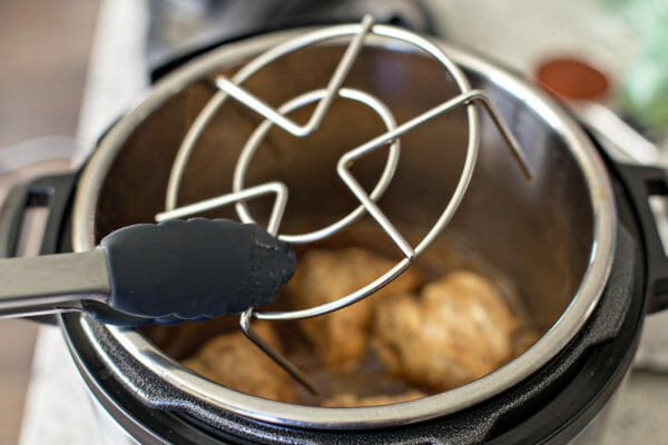 Pressure Cooker Stuffed Sweet Potatoes remove the insert