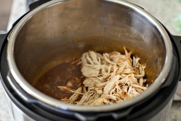 Pressure Cooker Sweet Potatoes with BBQ Chicken mix the chicken with bbq sauce