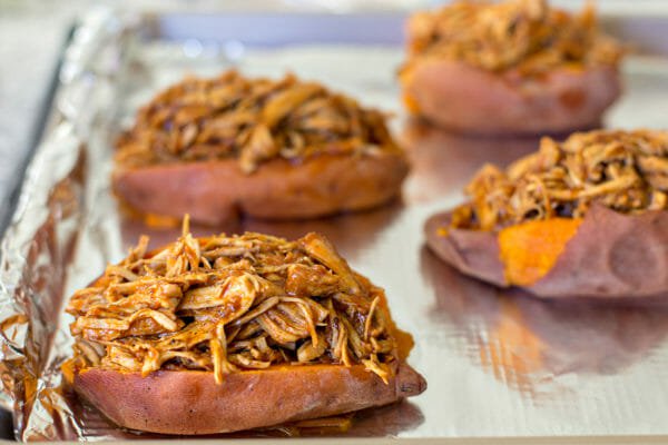 Instant Pot Stuffed Sweet Potatoes add the chicken