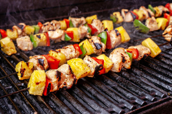 Grilled Pineapple Chicken Kabobs grill the kabobs