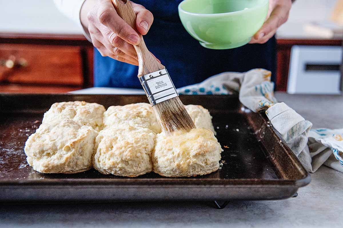 Homemade Biscuit Recipe - biscuits brushed with butter.