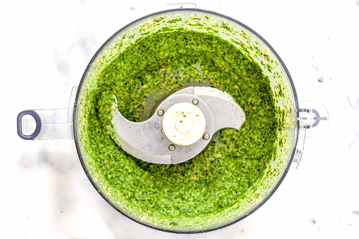 Parsley Mint Pesto - just mixed pesto in a food processor